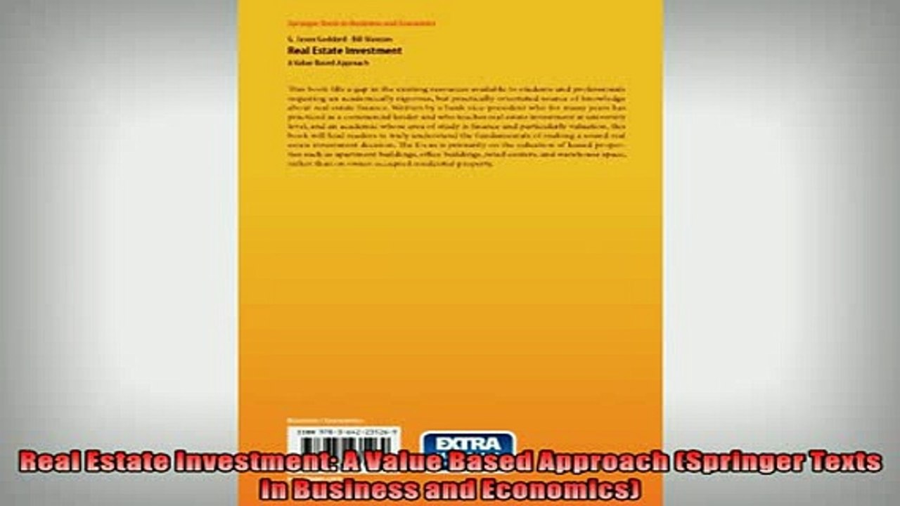 FREE PDF  Real Estate Investment A Value Based Approach Springer Texts in Business and Economics  DOWNLOAD ONLINE