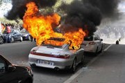 Porsche incendiée à Nantes - Manifestation Loi Travail du 28 avril 2016