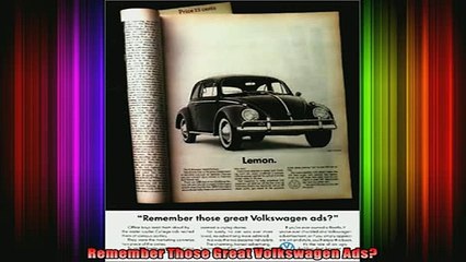 READ FREE Ebooks  Remember Those Great Volkswagen Ads Full Free