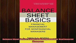 FREE DOWNLOAD  Balance Sheet Basics Financial Management for Nonfinancial Managers  FREE BOOOK ONLINE