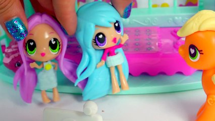 Sleep Over with Kawaii Crush BFFs Dolls and My Little Pony Applejack POP MLP Toy Play Vide