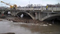 City Crews Breaking Up a Ice & Logjam on Raccoon River 1 - Des Moines, Iowa March 2010