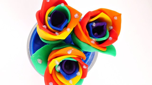 Rosas DIY Como Hacer Rosas Arcoiris de Play Doh Videos de Plastilina