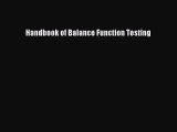 PDF Handbook of Balance Function Testing  EBook