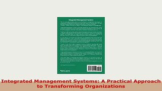PDF  Integrated Management Systems A Practical Approach to Transforming Organizations Download Full Ebook