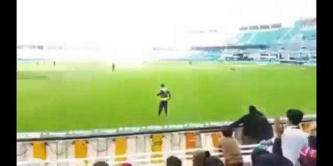 Ahmad Shahzad dancing during match.