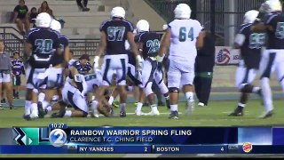 Rainbow Warrior football gives thanks to fans with “Spring Fling”