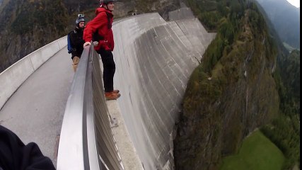 Epic base jump backflip off huge dam!