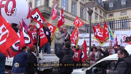 Manifestation contre la loi Travail, Le Puy 28/04/16. Intervention de la CGT.