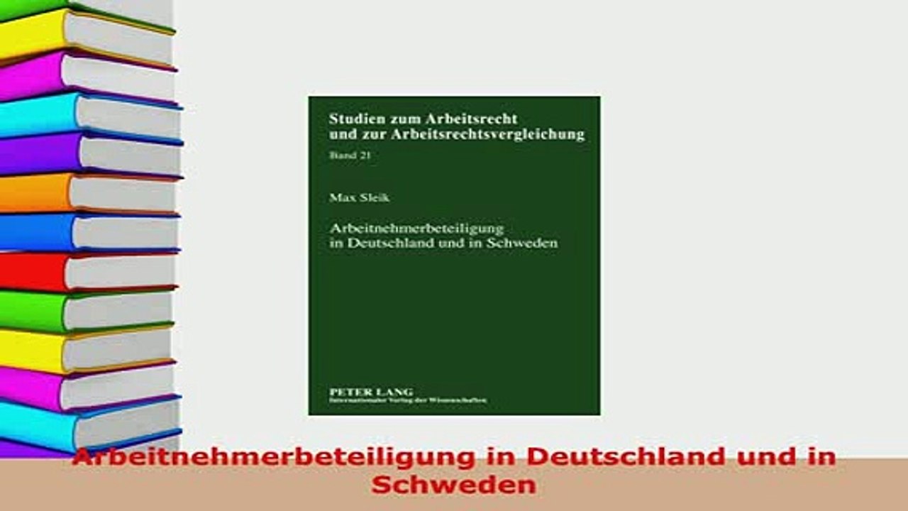 PDF  Arbeitnehmerbeteiligung in Deutschland und in Schweden Free Books