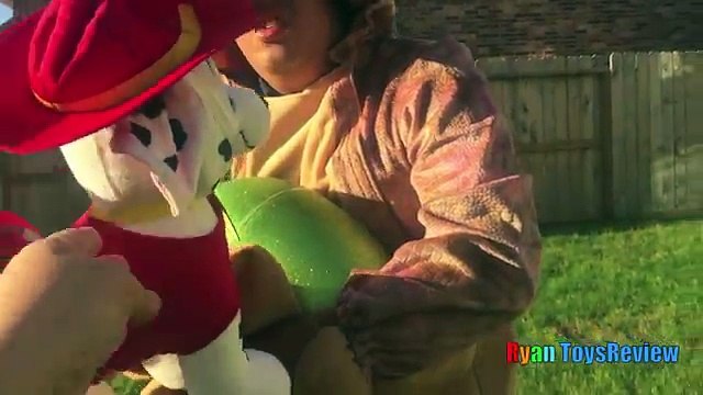 -Police Car Power Wheels Ride-On for kids Paw Patrol Chase save Marshall Huge Egg Surprise Toys