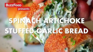 Spinach Artichoke Stuffed Garlic Bread