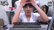 [ENG] 160430 BOMB: j-hope is trying to wear contact lenses.