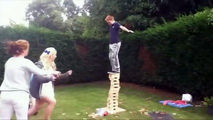 Reporter Destroys World Record Jenga Tower - Fail Video #10