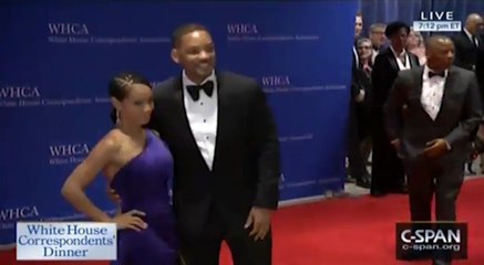 Will Smith stops for a selfie on the red carpet at WHCD