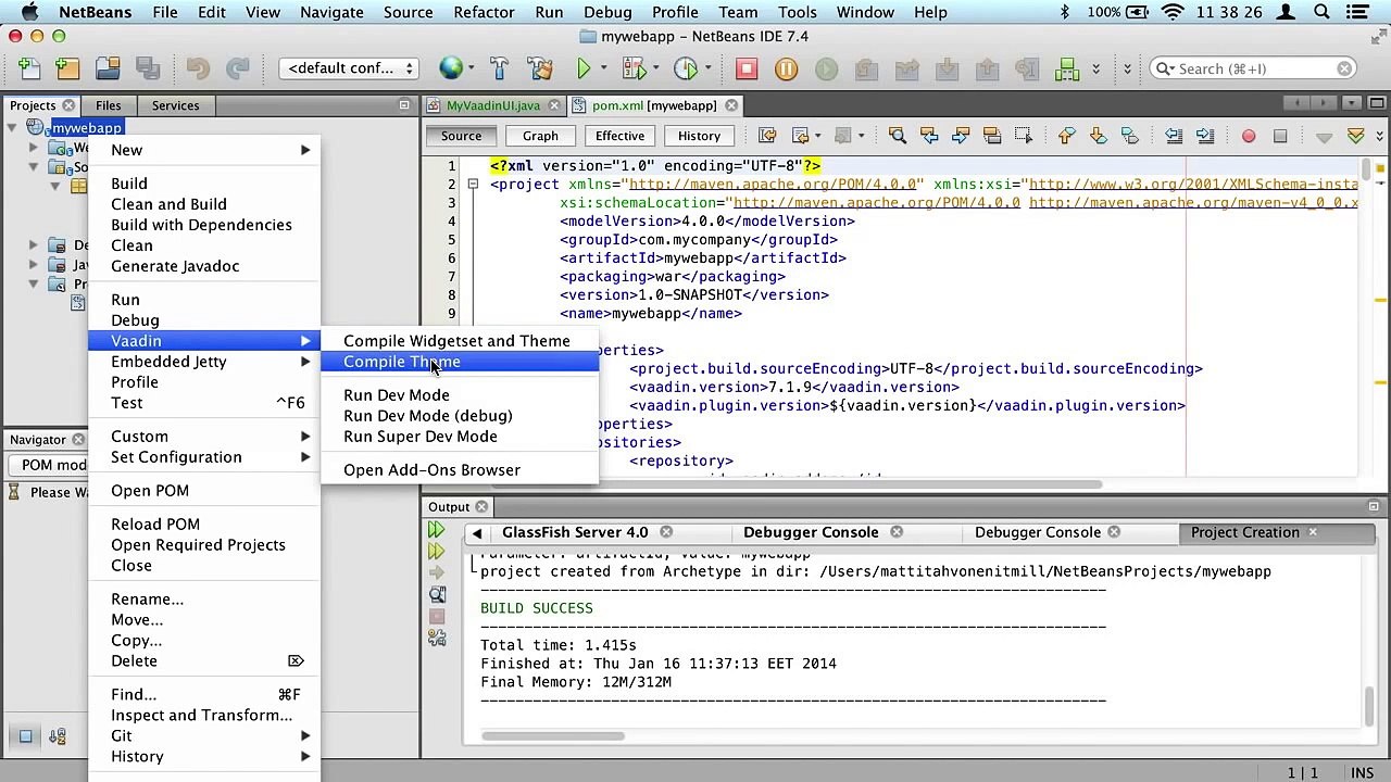 Tutorial: starting a project with Vaadin NetBeans plugin