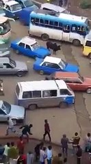 Ox Is Running Towards Crowd of People in Addis Ababa Ethiopi
