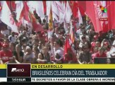 Obreros brasileños se manifiestan contra juicio político a la pdta.