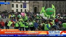 Organizaciones sindicales se movilizan pacíficamente durante el 1 de Mayo en la capital colombiana