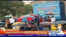 Sindicalistas marcharon en Caracas para conmemorar el Día del Trabajador y para rechazar el aumento salarial