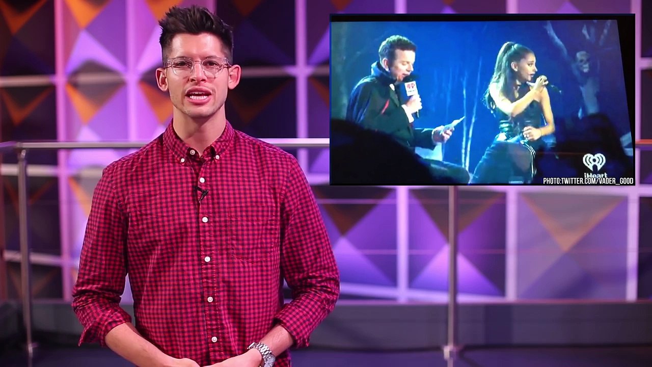 ARIANA GRANDE ALMOST HIT BY PHONE ON STAGE