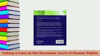 Download  Taking a Case to the European Court of Human Rights Free Books