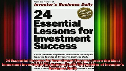 READ Ebooks FREE  24 Essential Lessons for Investment Success Learn the Most Important Investment Full EBook