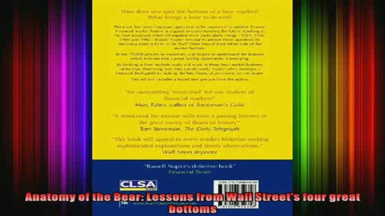 READ Ebooks FREE  Anatomy of the Bear Lessons from Wall Streets four great bottoms Full Free