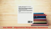 Download  Das ABGB  Allgemeines Bürgerliches Gesetzbuch Free Books