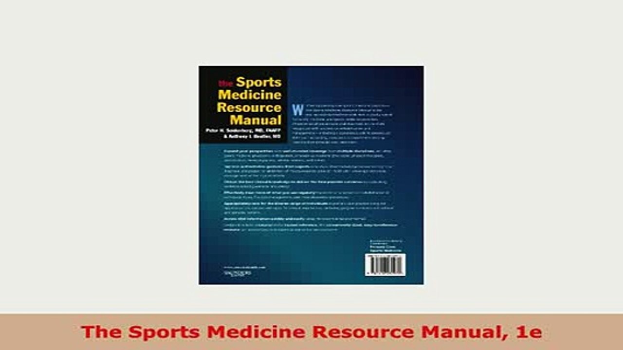 PDF  The Sports Medicine Resource Manual 1e PDF Book Free