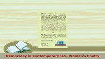 PDF  Democracy in Contemporary US Womens Poetry Download Full Ebook