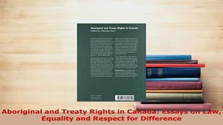 Download  Aboriginal and Treaty Rights in Canada Essays on Law Equality and Respect for Difference Free Books