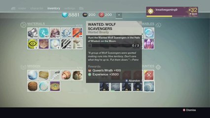 WANTED: WOLF SCAVENGERS LOCATION HALL OF WISDOM MOON DESTINY HOUSE OF WOLVES