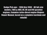 [Read Book] Dodge Pick-ups ~ 1994 thru 1998 ~ All full-size models 2WD & 4WD V6 V8 and V10