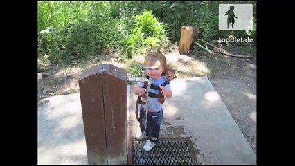 Toddler is confused on how to turn on the faucet | Funny | toddletale