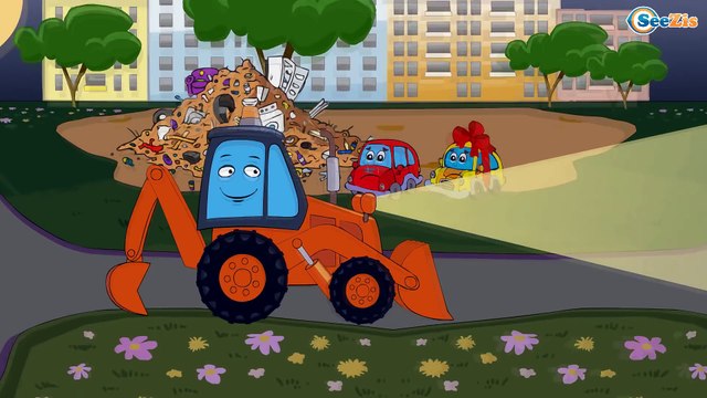Мультфильмы для Детей. Бульдозер. Кран, Грузовик и Экскаватор строят детскую площадку. Спецтехника