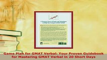 Download  Game Plan for GMAT Verbal Your Proven Guidebook for Mastering GMAT Verbal in 20 Short PDF Full Ebook