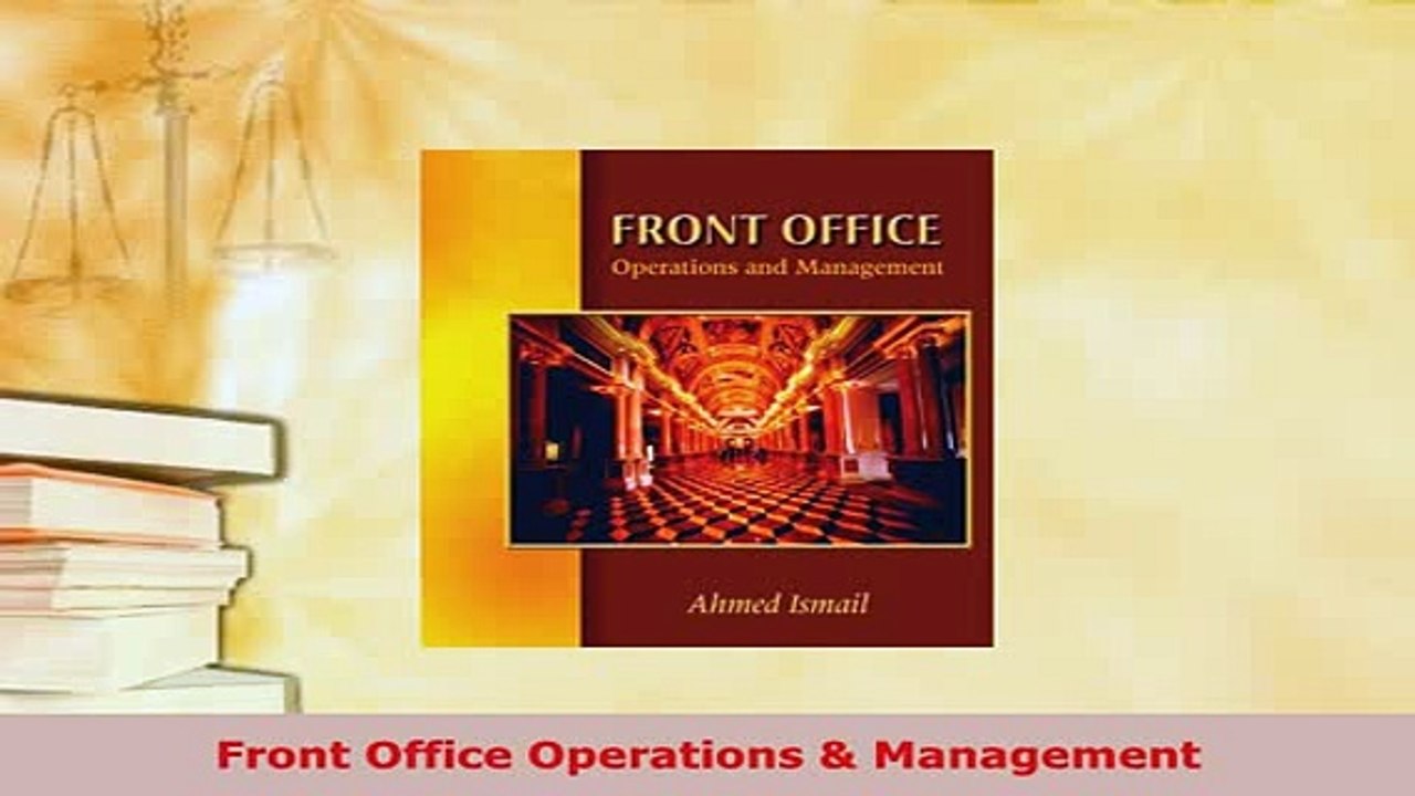 PDF  Front Office Operations  Management PDF Full Ebook