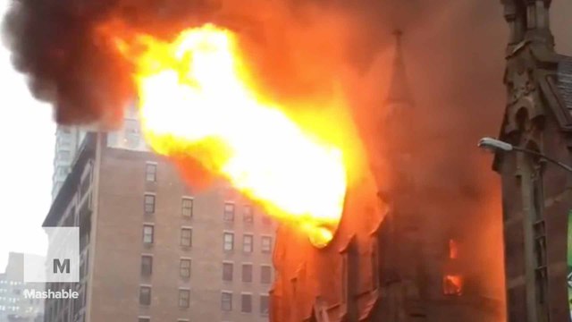 Fire destroys historic New York City church