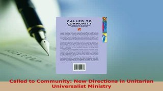 PDF  Called to Community New Directions in Unitarian Universalist Ministry Free Books