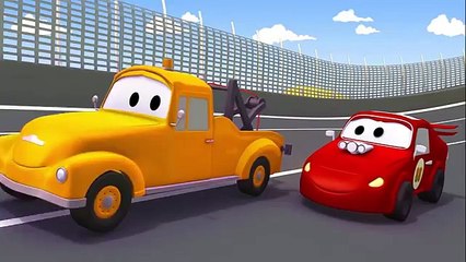 Racing car and Tom the Tow Truck  Cars Trucks construction cartoon