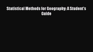 Book Statistical Methods for Geography: A Student's Guide Download Online