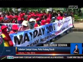 Hari Buruh Sedunia, Belum Sampai Istana, Polisi Hadang Buruh