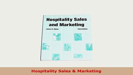 PDF  Hospitality Sales  Marketing Download Online