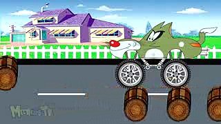 Spongebob Oggy And Fire Monster Truck For Children - Video For Kids_low