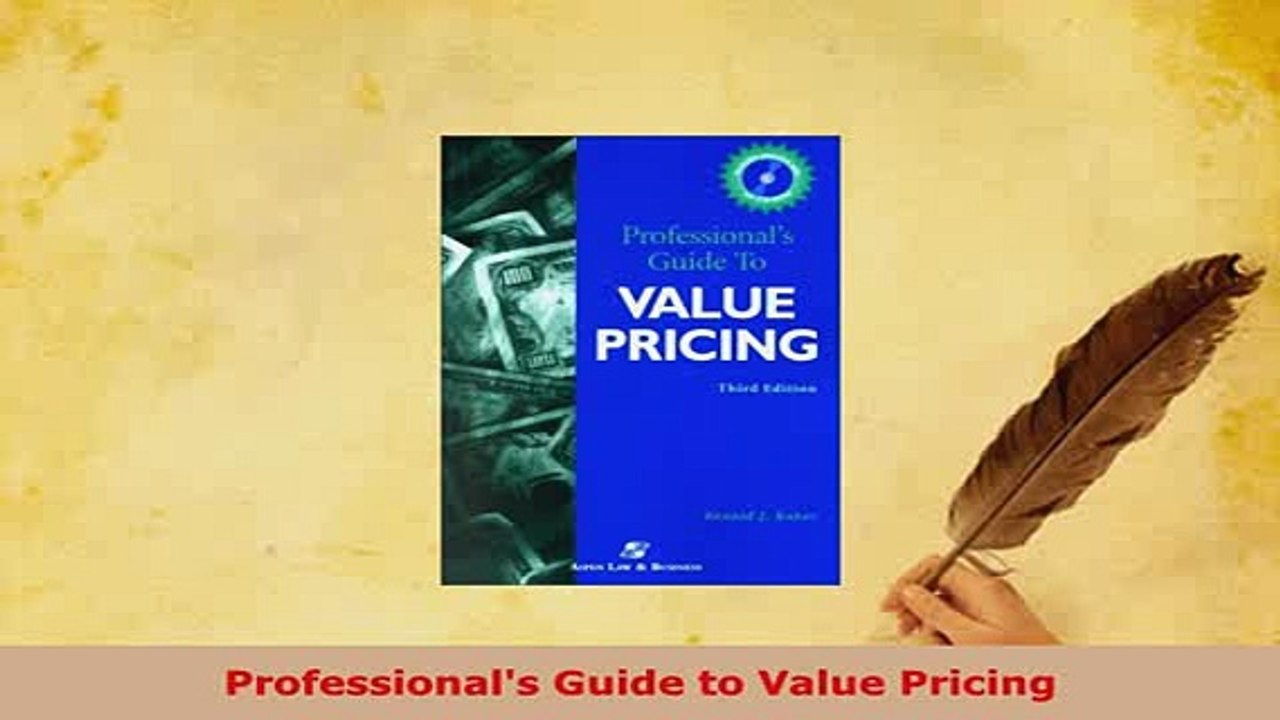 PDF  Professionals Guide to Value Pricing PDF Online