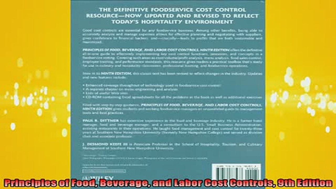 READ book  Principles of Food Beverage and Labor Cost Controls 9th Edition Full EBook