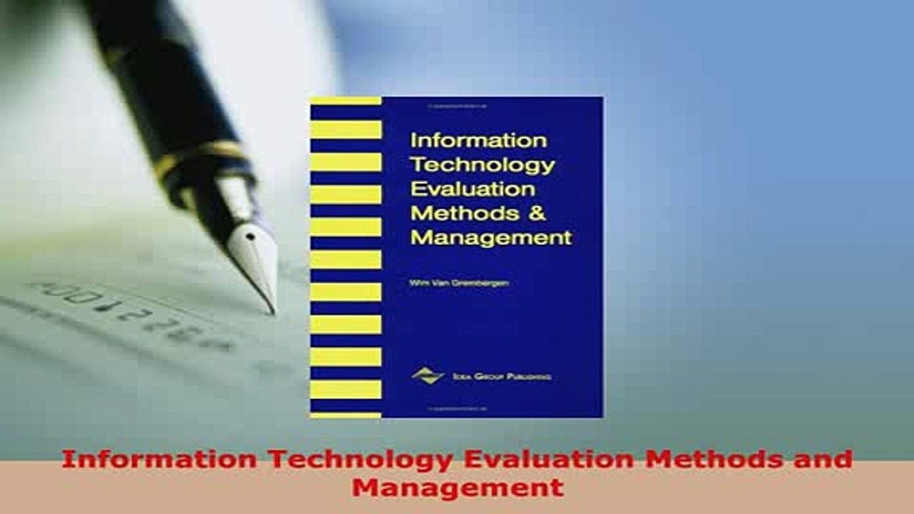 PDF  Information Technology Evaluation Methods and Management Download Online