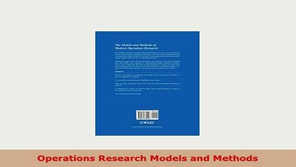 Download  Operations Research Models and Methods PDF Online