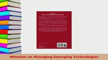 PDF  Wharton on Managing Emerging Technologies Read Online